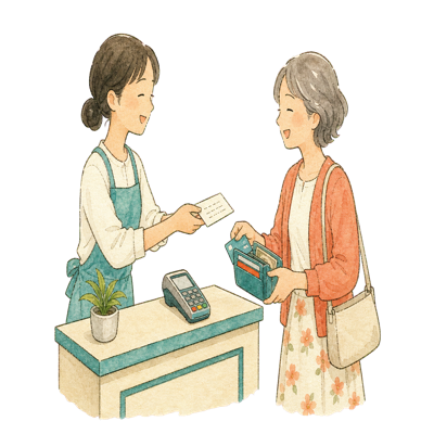 会計する様子