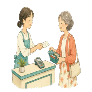 会計する様子